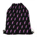 Purple And Teal Lightning Pattern Print Drawstring Bag