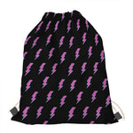 Purple And Teal Lightning Pattern Print Drawstring Bag