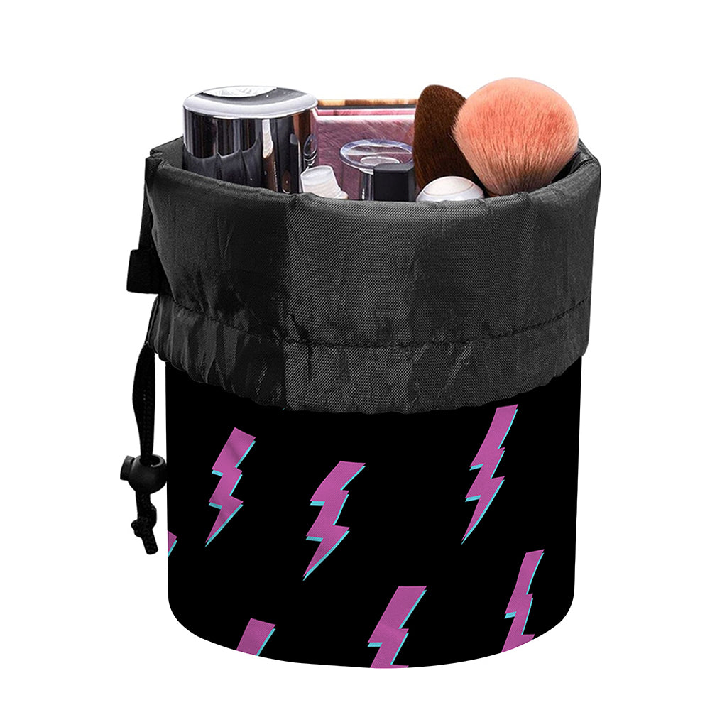 Purple And Teal Lightning Pattern Print Drawstring Makeup Bag