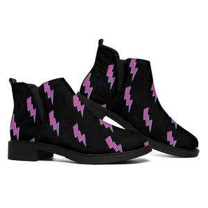 Purple And Teal Lightning Pattern Print Flat Ankle Boots