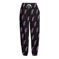 Purple And Teal Lightning Pattern Print Fleece Lined Knit Pants