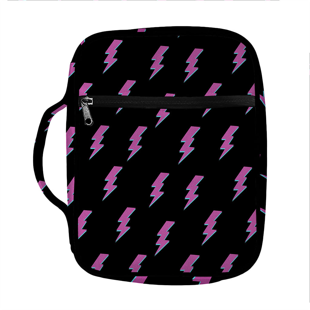 Purple And Teal Lightning Pattern Print Front Pocket Bible Bag