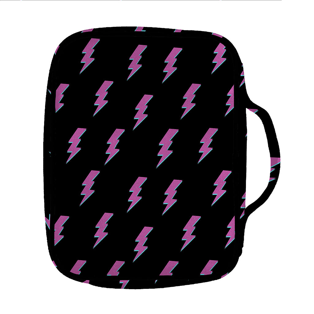 Purple And Teal Lightning Pattern Print Front Pocket Bible Bag
