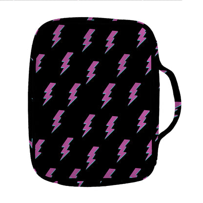 Purple And Teal Lightning Pattern Print Front Pocket Bible Bag