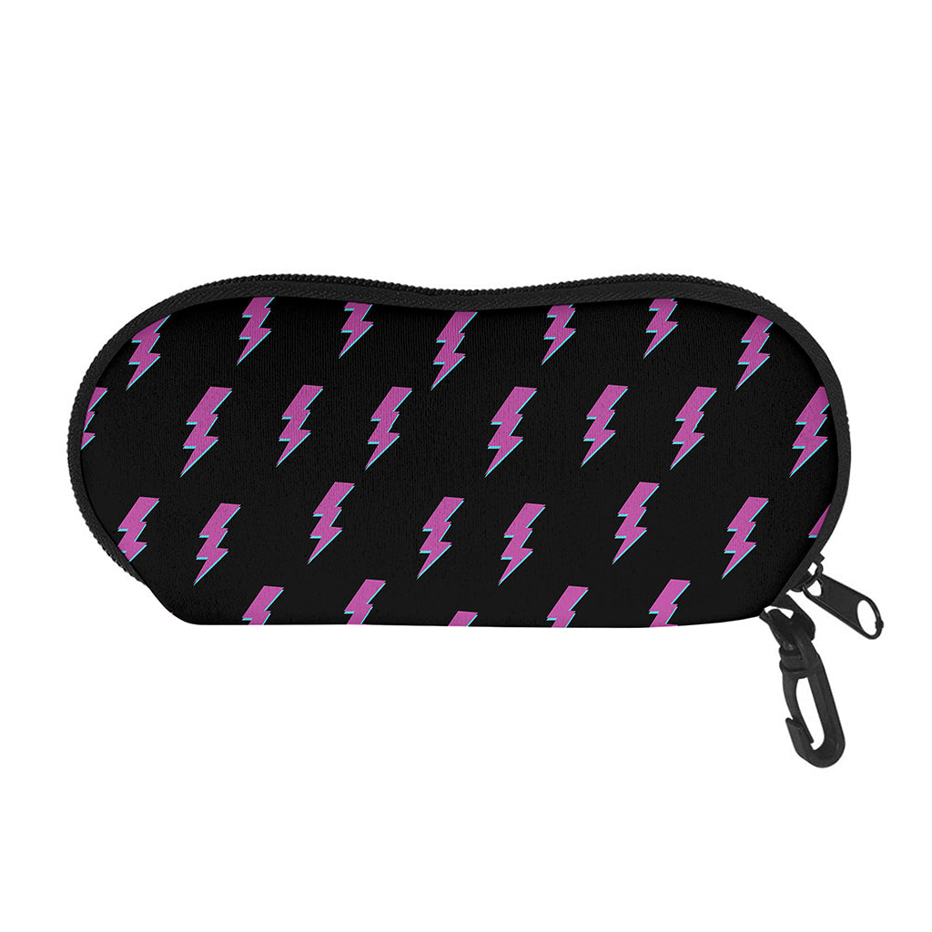 Purple And Teal Lightning Pattern Print Glasses Case