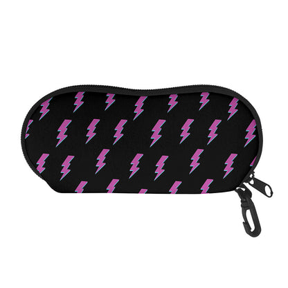 Purple And Teal Lightning Pattern Print Glasses Case