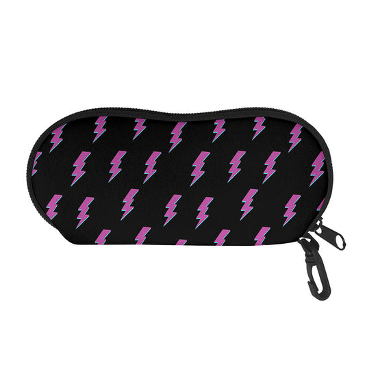 Purple And Teal Lightning Pattern Print Glasses Case