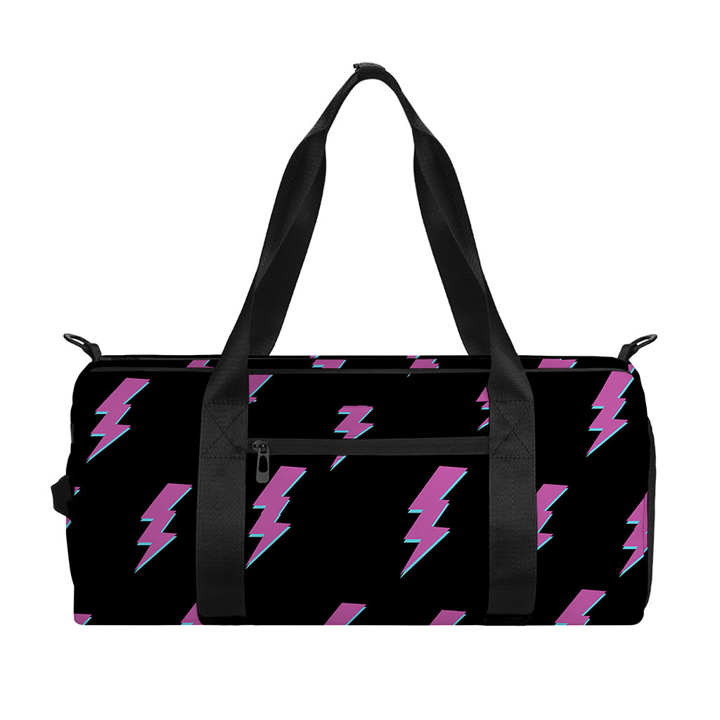 Purple And Teal Lightning Pattern Print Gym Bag