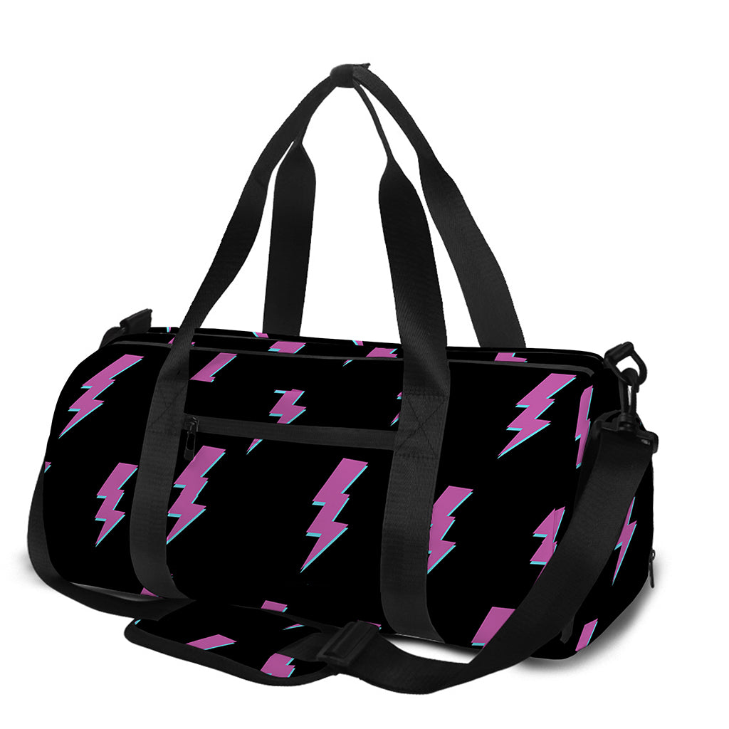 Purple And Teal Lightning Pattern Print Gym Bag