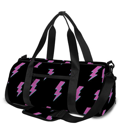 Purple And Teal Lightning Pattern Print Gym Bag