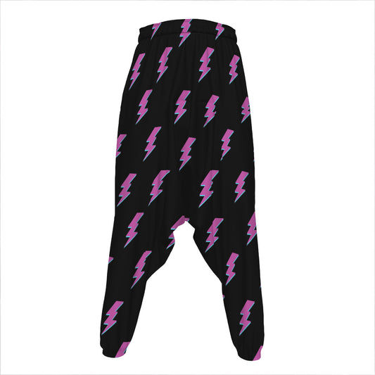 Purple And Teal Lightning Pattern Print Hammer Pants