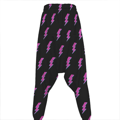 Purple And Teal Lightning Pattern Print Hammer Pants