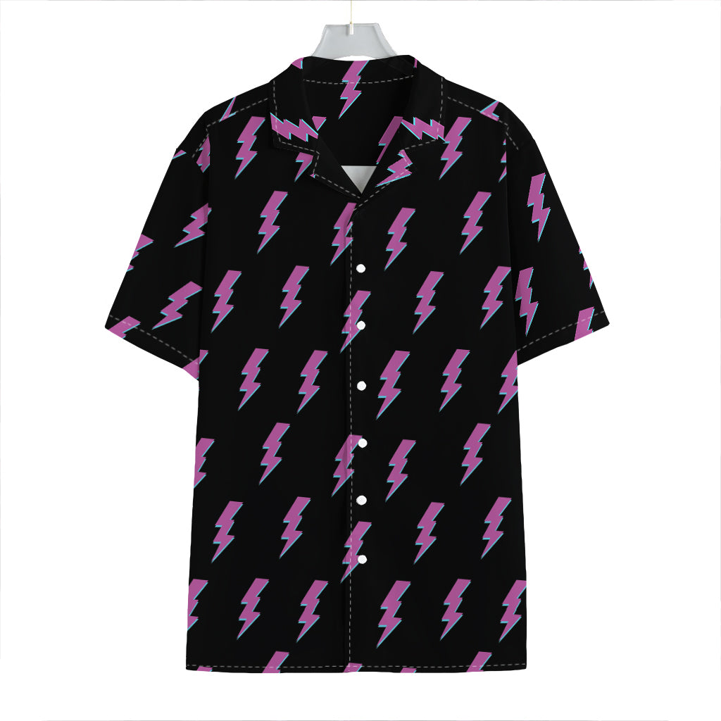 Purple And Teal Lightning Pattern Print Hawaiian Shirt