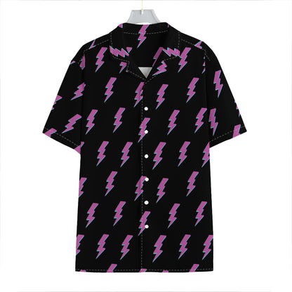 Purple And Teal Lightning Pattern Print Hawaiian Shirt