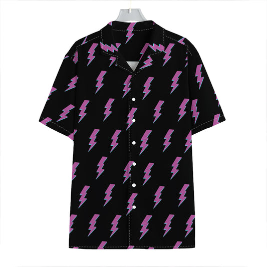 Purple And Teal Lightning Pattern Print Hawaiian Shirt