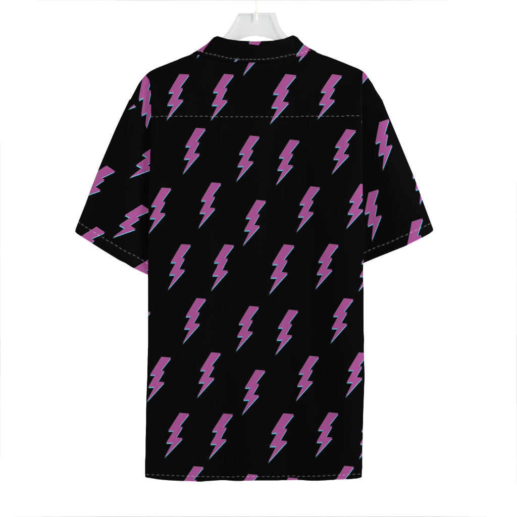 Purple And Teal Lightning Pattern Print Hawaiian Shirt