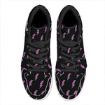 Purple And Teal Lightning Pattern Print High Top Leather Sneakers