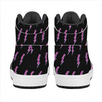 Purple And Teal Lightning Pattern Print High Top Leather Sneakers
