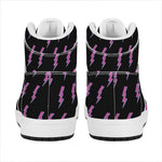 Purple And Teal Lightning Pattern Print High Top Leather Sneakers