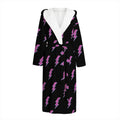Purple And Teal Lightning Pattern Print Hooded Bathrobe