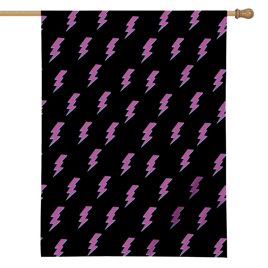 Purple And Teal Lightning Pattern Print House Flag