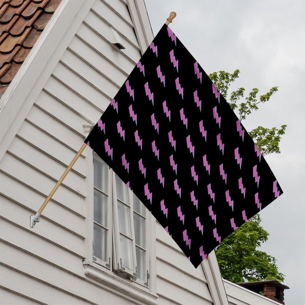 Purple And Teal Lightning Pattern Print House Flag