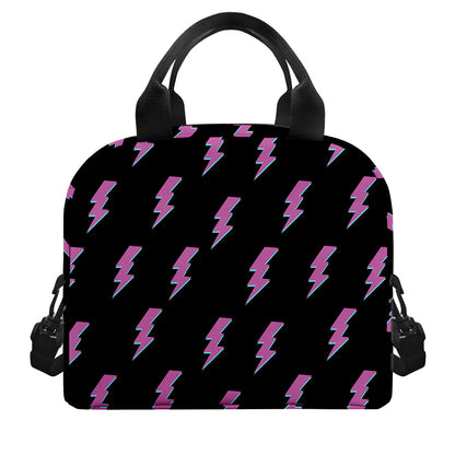 Purple And Teal Lightning Pattern Print Insulated Lunch Bag