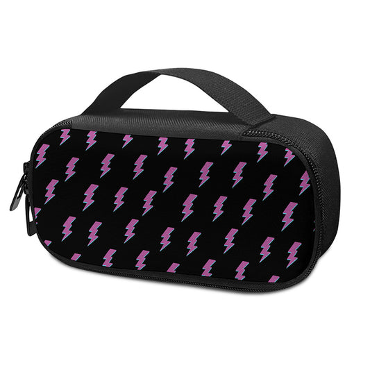 Purple And Teal Lightning Pattern Print Insulin Cooler Travel Case