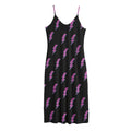 Purple And Teal Lightning Pattern Print Jersey Midi Cami Dress