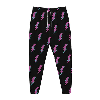 Purple And Teal Lightning Pattern Print Jogger Pants