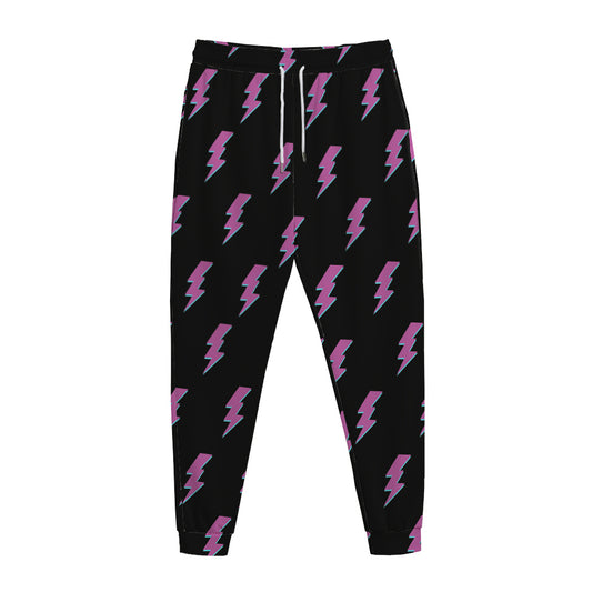 Purple And Teal Lightning Pattern Print Jogger Pants