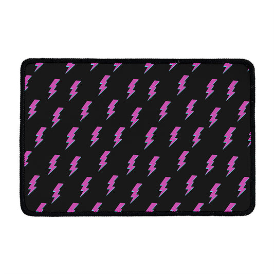 Purple And Teal Lightning Pattern Print Kitchen Mat
