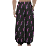 Purple And Teal Lightning Pattern Print Lantern Pants