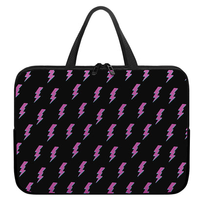 Purple And Teal Lightning Pattern Print Laptop Sleeve With Handle