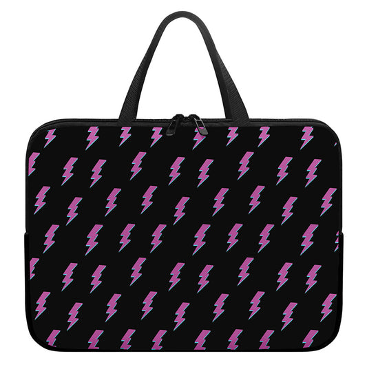 Purple And Teal Lightning Pattern Print Laptop Sleeve With Handle