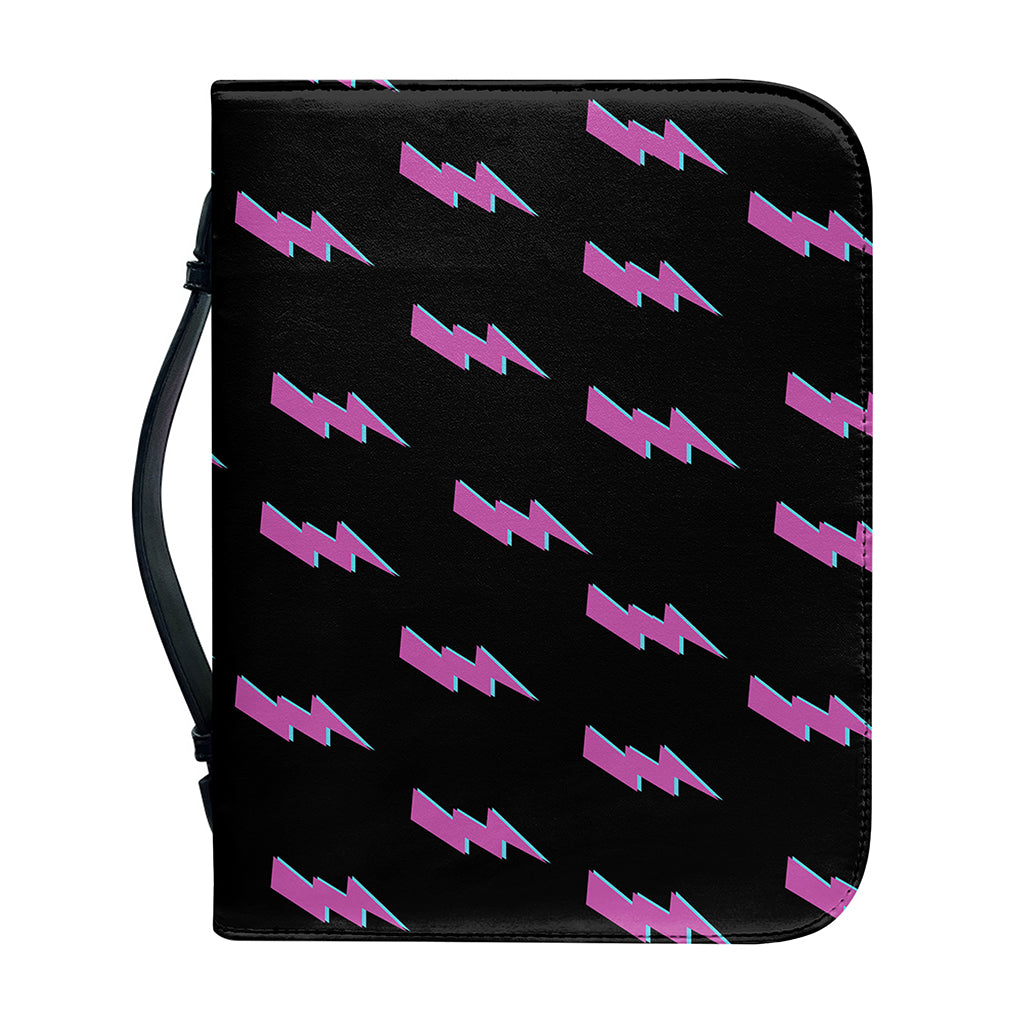 Purple And Teal Lightning Pattern Print Leather Bible Cover
