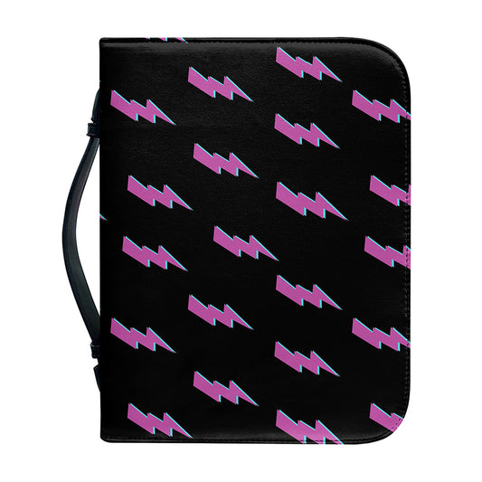 Purple And Teal Lightning Pattern Print Leather Bible Cover