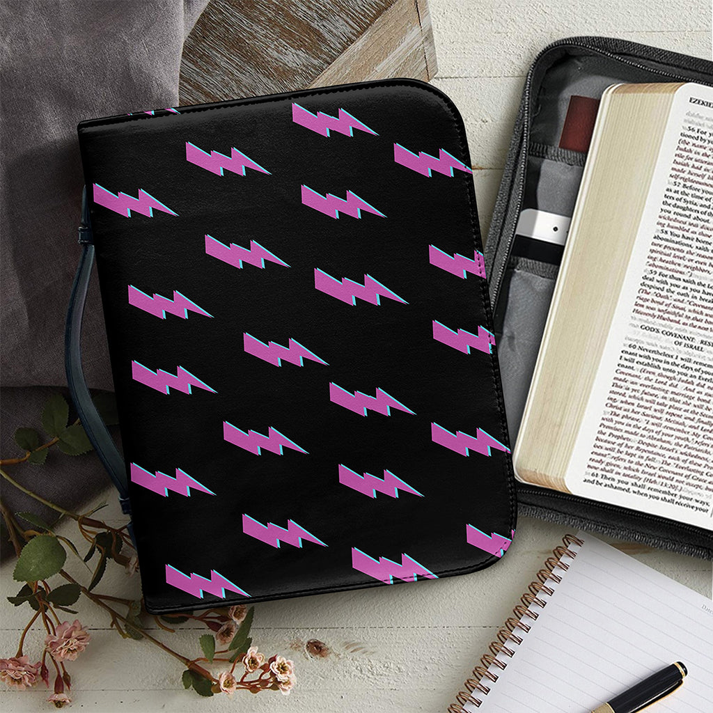 Purple And Teal Lightning Pattern Print Leather Bible Cover