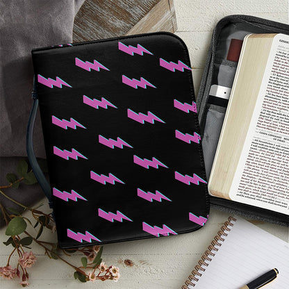 Purple And Teal Lightning Pattern Print Leather Bible Cover