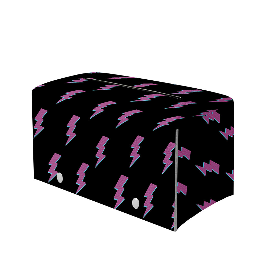 Purple And Teal Lightning Pattern Print Leather Tissue Box Cover