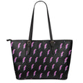 Purple And Teal Lightning Pattern Print Leather Tote Bag With Zipper