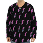 Purple And Teal Lightning Pattern Print Long Sleeve Baseball Jersey