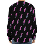 Purple And Teal Lightning Pattern Print Long Sleeve Baseball Jersey