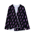 Purple And Teal Lightning Pattern Print Long Sleeve Short Coat