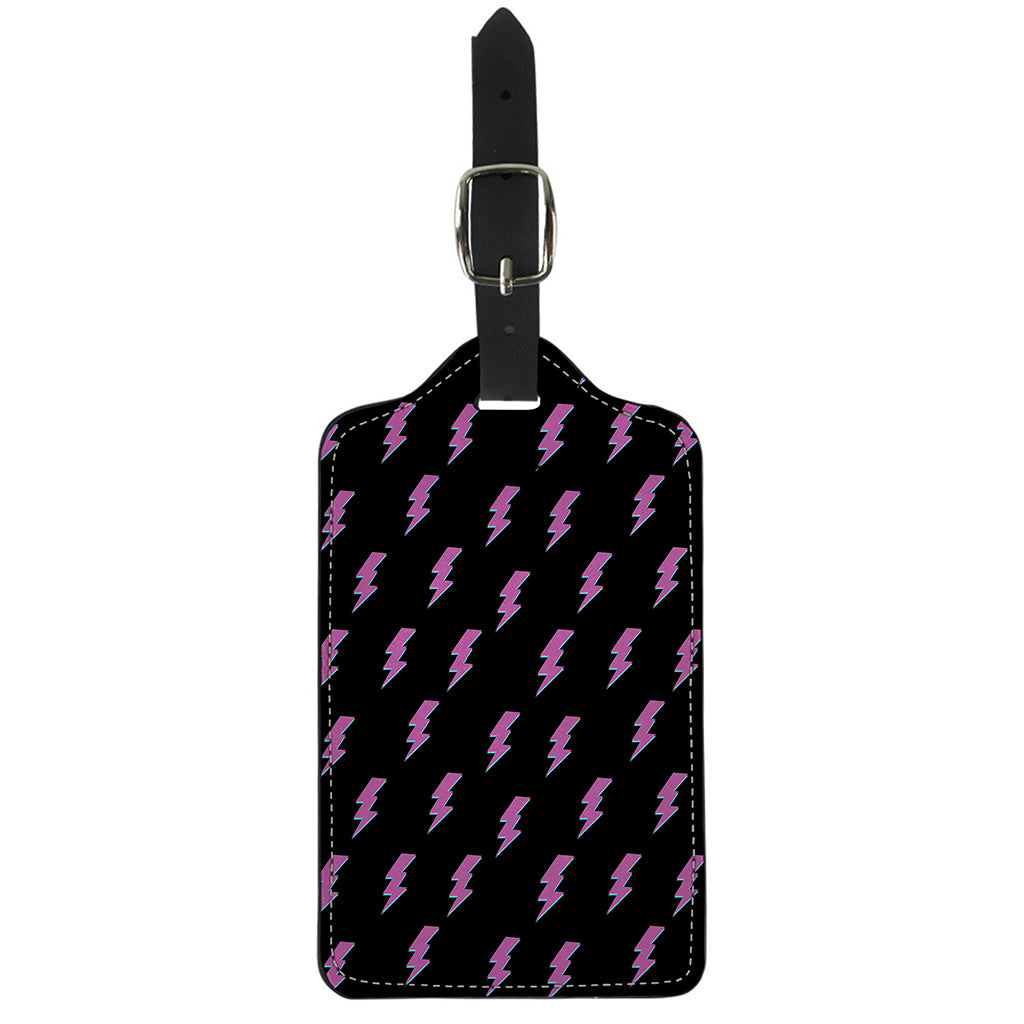 Purple And Teal Lightning Pattern Print Luggage Tag