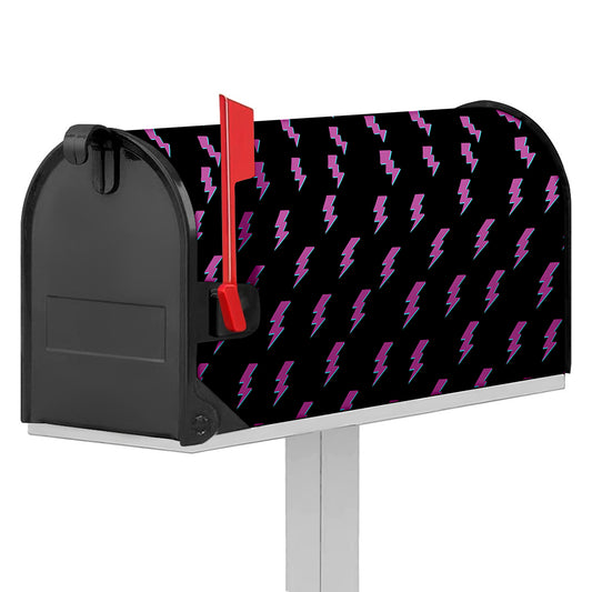 Purple And Teal Lightning Pattern Print Mailbox Cover