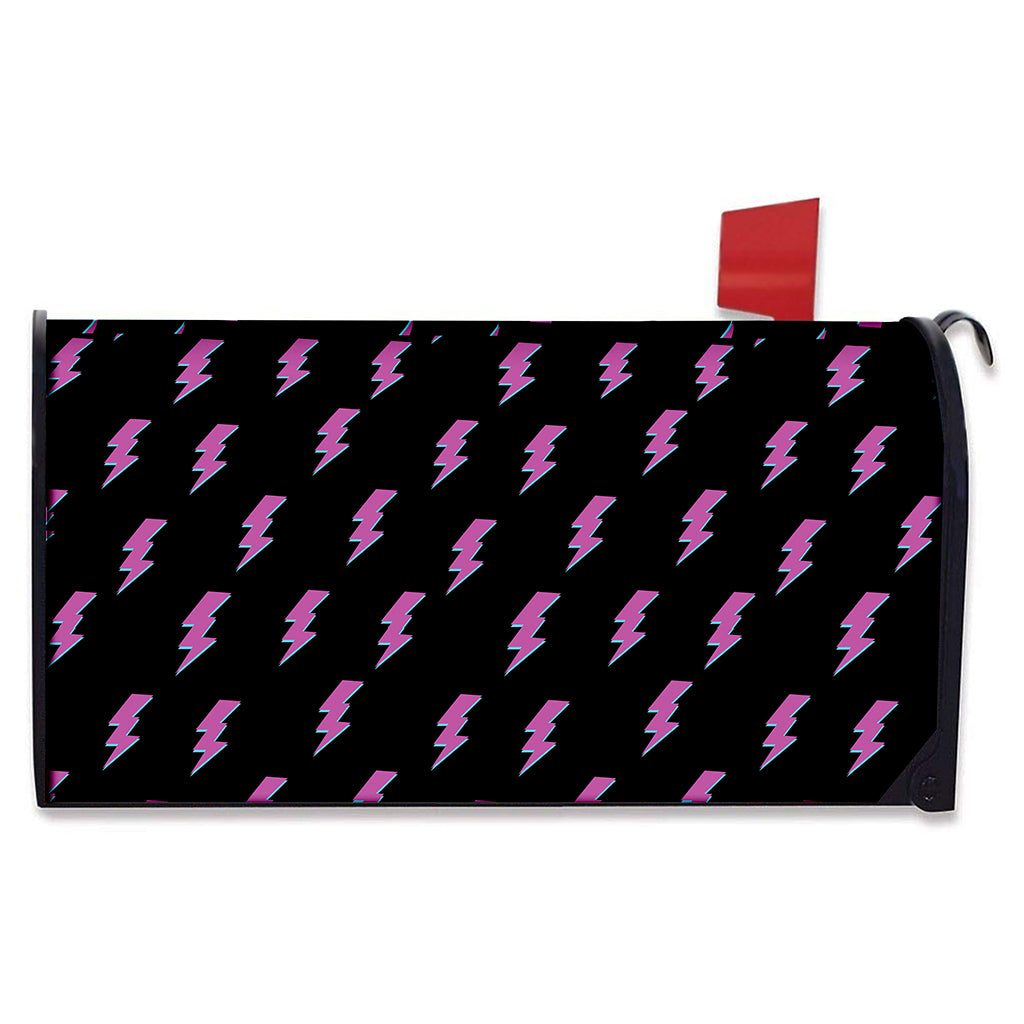 Purple And Teal Lightning Pattern Print Mailbox Cover