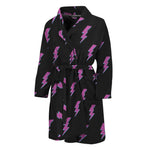 Purple And Teal Lightning Pattern Print Men's Bathrobe