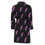 Purple And Teal Lightning Pattern Print Men's Bathrobe