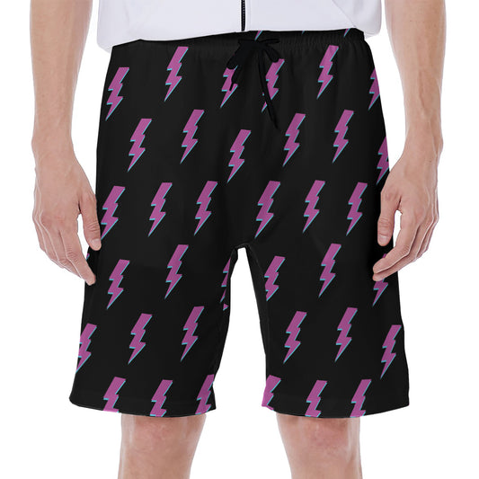 Purple And Teal Lightning Pattern Print Men's Beach Shorts